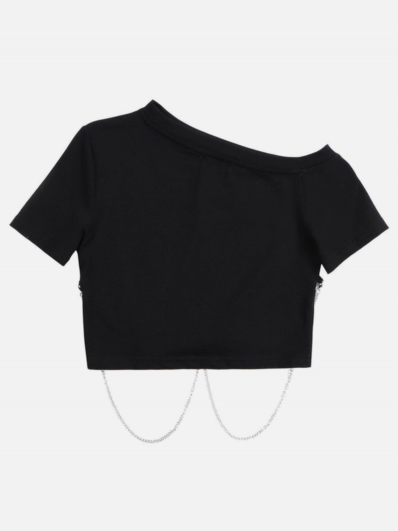 Noir  T Shirts Aelfric Eden Stunning Chain Crop Tee - GCX-4866959